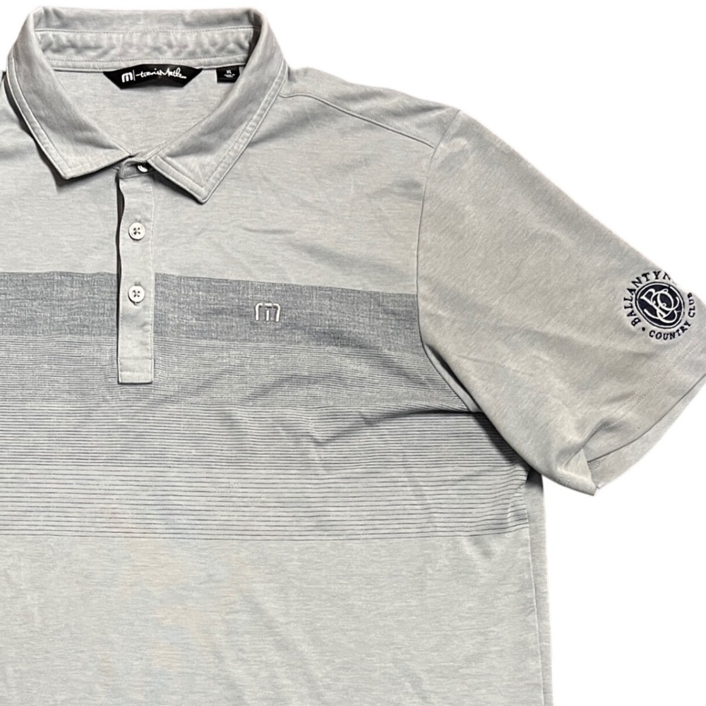 Travis‎ Mathew Mens Golf Polo Shirt XL Grey Heathered Stripe Short Sleeve